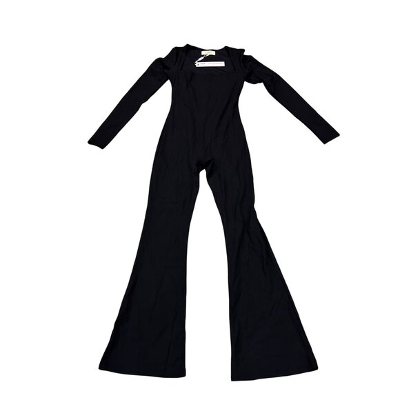Black Long-Sleeve Flared Jumpsuit Small By Qinsen - Picture 6 of 14
